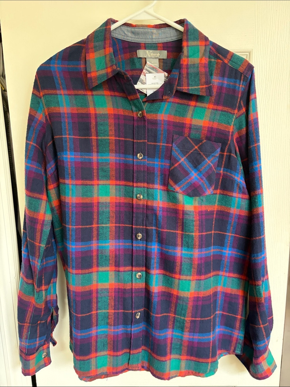 Natural Reflections Multicolor Plaid Long-Sleeve Button-Up Shirt